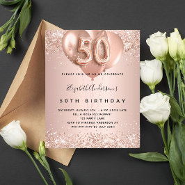 Begroting 50e verjaardag roos gouden ballonnen uit