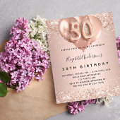 Begroting 50e verjaardag roos gouden ballonnen uit