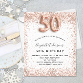 Begroting 50e verjaardag roos gouden uitnodiging