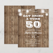 Begroting 50th Birthday Barn Wood Eat Drink & Draa (Voorkant / Achterkant)