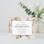 Begroting 50th Birthday Feminine White Flowers Pin (Staand voorkant)