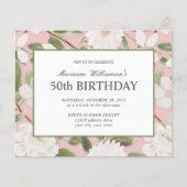 Begroting 50th Birthday Feminine White Flowers Pin (Voorkant)