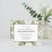 Begroting 50th Birthday Feminine White Flowers sag (Staand voorkant)