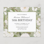 Begroting 50th Birthday Feminine White Flowers sag (Voorkant)