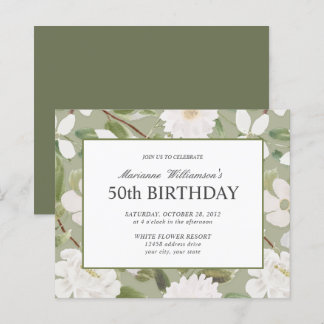 Begroting 50th Birthday Feminine White Flowers sag