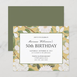 Begroting 50th Birthday Feminine White Flowers yel