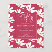 Begroting 50th Birthday Floral Daisy Invitation Fl Flyer (Voorkant)