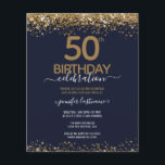 Begroting 50th Birthday Glitter Invitation Flyer<br><div class="desc">Elegant Faux Gold glitter met de scherpende confetti hoogtepunten op de boven- en ondergrens. Alle tekst kan worden aangepast en kan eenvoudig worden gewijzigd voor uw eigen wensen. Geweldig elegante sjabloon voor de 50ste verjaardag.</div>