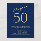 Begroting 50th Birthday Invitation Navy Blue Flyer (Voorkant)