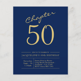 Begroting 50th Birthday Invitation Navy Blue Flyer