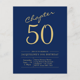 Begroting 50th Birthday Invitation Navy Blue Flyer