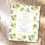 Begroting 50th Birthday Lemon Citrus Invitation Flyer<br><div class="desc">Budget 50e verjaardagsfeest citroencitruspatroonuitnodiging. Moderne,  trendy zomerse waterverf citroenontwerp. Eenvoudig om de tekst te wijzigen.</div>