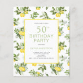 Begroting 50th Birthday Lemon Citrus Invitation Flyer (Voorkant)