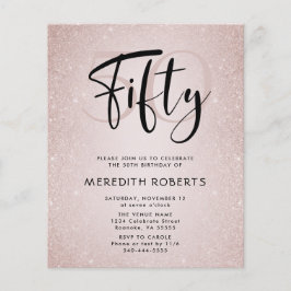 Begroting 50th Birthday Modern Script Birthday Inv
