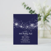 Begroting 50th Birthday Stars on Navy Blue Invites (Staand voorkant)