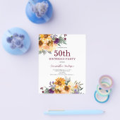 Begroting 50th Birthday Sunflower Invitation Flyer (Enkel)