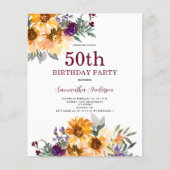 Begroting 50th Birthday Sunflower Invitation Flyer (Voorkant)