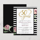 Begroting 50th Wedding Jubileum Red Rose Glitter (Voorkant / Achterkant)