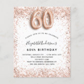 Begroting 60e verjaardag roos gouden uitnodiging (Voorkant)