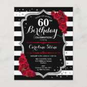 Begroting 60th Birthday Black White Silver Invite Flyer (Voorkant)