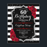 Begroting 60th Birthday Black White Silver Invite Flyer<br><div class="desc">Budget 60th Birthday Invitation Flyer. Elegant zwart wit rood met faux glitter. Zwart-witte strepen met rode rozen. Ideaal voor een elegant verjaardagsfeestje. *** Let erop dat dit ontwerp wordt afgedrukt op een zeer dun flyerpapier en niet met enveloppen. Ideaal voor een budgetuitnodiging. Als u op zoek bent naar hetzelfde ontwerp...</div>