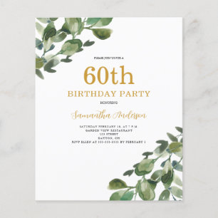 Begroting 60th Birthday Eucalyptus Invitation Flye Flyer
