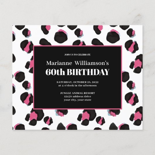 Begroting 60th Birthday Feminine PINK LEOPARD PRIN (Voorkant)