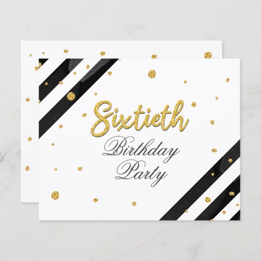 Begroting 60th Birthday Gold Glitter Birthday Part (Voorkant / Achterkant)