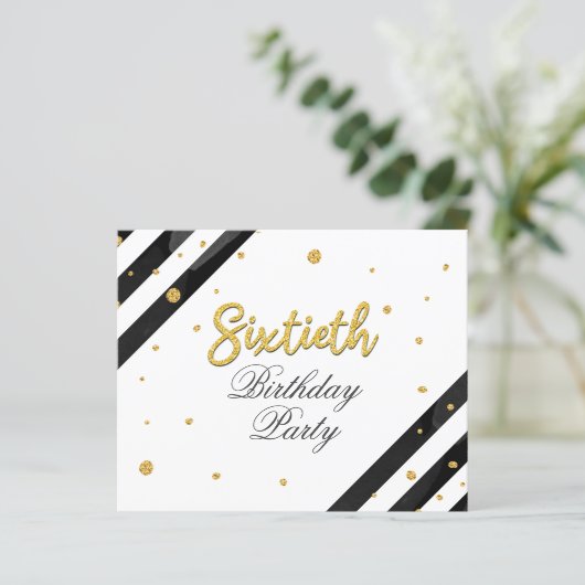 Begroting 60th Birthday Gold Glitter Birthday Part (Staand voorkant)