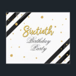 Begroting 60th Birthday Gold Glitter Birthday Part<br><div class="desc">Moderne Gold Glitter Black White 60th Birthday Party Invitation. Verstuur de uitnodigingen voor de aanstaande mijlpaal met onze begroting Geometric 60th Birthday Glitter Black White Stripe Uitnodiging. Met prachtige botanische waterverf bloom. Pas deze kaart volledig aan met de partijdetails door de pas aan knoop aan te passen om de stijl...</div>