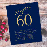 Begroting 60th Birthday Invitation Navy Blue Flyer<br><div class="desc">Verfijnde en elegante uitnodiging van de manuscriptverjaardag. LAGE BUDGET INVITATION FLYERS. *** OPMERKING: deze budgetoptie is een flyer (geen enveloppen inbegrepen) dus de lage prijs - De SATIN-optie is de dikkere keuze. Het ontwerp heeft een extra sjabloon aan de achterzijde (ja, toegevoegde waarde!) voor extra details zoals RSVP, richtingen enz....</div>