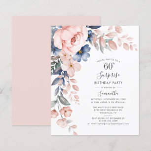 Begroting 60th Birthday Pink Floral Party Invitati