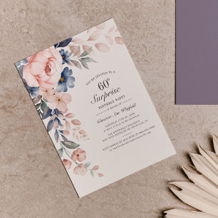 Begroting 60th Birthday Pink Floral Script Invitat