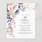 Begroting 60th Birthday Pink Floral Script Invitat (Voorkant)