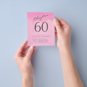 Begroting 60th Birthday Pink Grey Uitnodiging Flyer (Hand)