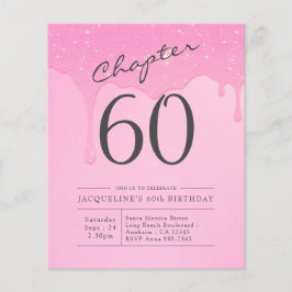 Begroting 60th Birthday Pink Grey Uitnodiging Flyer