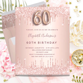 Begroting 60th Birthday roos Gold glitter roze dru
