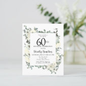 Begroting 60th Birthday White Floral Invitation (Staand voorkant)