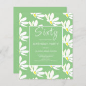 Begroting 60th Birthday White Floral Invitation (Voorkant / Achterkant)