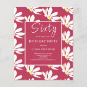 Begroting 60th Birthday White Floral Invitation Flyer (Voorkant)