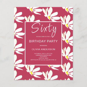 Begroting 60th Birthday White Floral Invitation Flyer