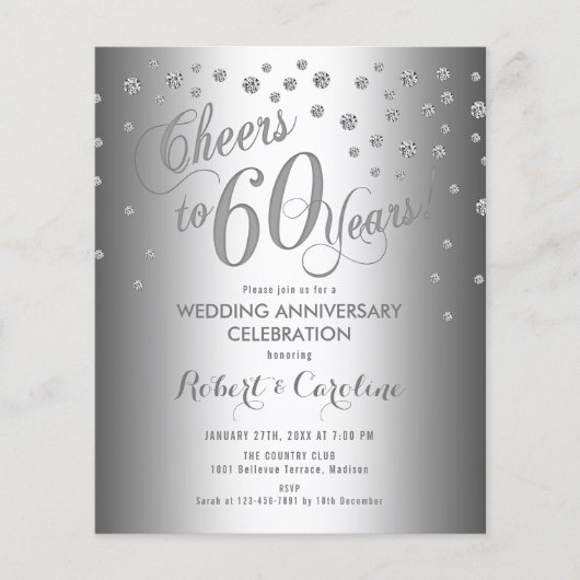 Begroting 60th Jubileum - Silver White Invite Flyer (Voorkant)