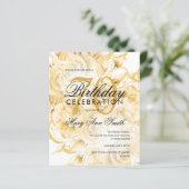 Begroting 70e verjaardag Floral Gold Invite (Staand voorkant)