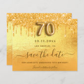 Begroting 70e verjaardag goud glitter sparen de da (Voorkant / Achterkant)