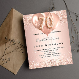 Begroting 70e verjaardag roos gouden ballonnen uit