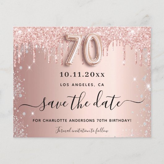 Begroting 70e verjaardag roos sparen de datumkaart (Voorkant)