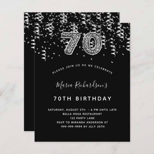 Begroting 70e verjaardag zwarte schierluipaard (Voorkant / Achterkant)