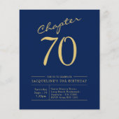 Begroting 70th Birthday Invitation Navy Blue Flyer (Voorkant)