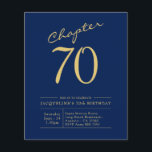Begroting 70th Birthday Invitation Navy Blue Flyer<br><div class="desc">Verfijnde en elegante uitnodiging van de manuscriptverjaardag. LAGE BUDGET INVITATION FLYERS. *** OPMERKING: deze budgetoptie is een flyer (geen enveloppen inbegrepen) dus de lage prijs - De SATIN-optie is de dikkere keuze. Het ontwerp heeft een extra sjabloon aan de achterzijde (ja, toegevoegde waarde!) voor extra details zoals RSVP, richtingen enz....</div>