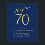 Begroting 70th Birthday Invitation Navy Blue Flyer<br><div class="desc">Verfijnde en elegante uitnodiging van de manuscriptverjaardag. LAGE BUDGET INVITATION FLYERS. *** OPMERKING: deze budgetoptie is een flyer (geen enveloppen inbegrepen) dus de lage prijs - De SATIN-optie is de dikkere keuze. Het ontwerp heeft een extra sjabloon aan de achterzijde (ja, toegevoegde waarde!) voor extra details zoals RSVP, richtingen enz....</div>